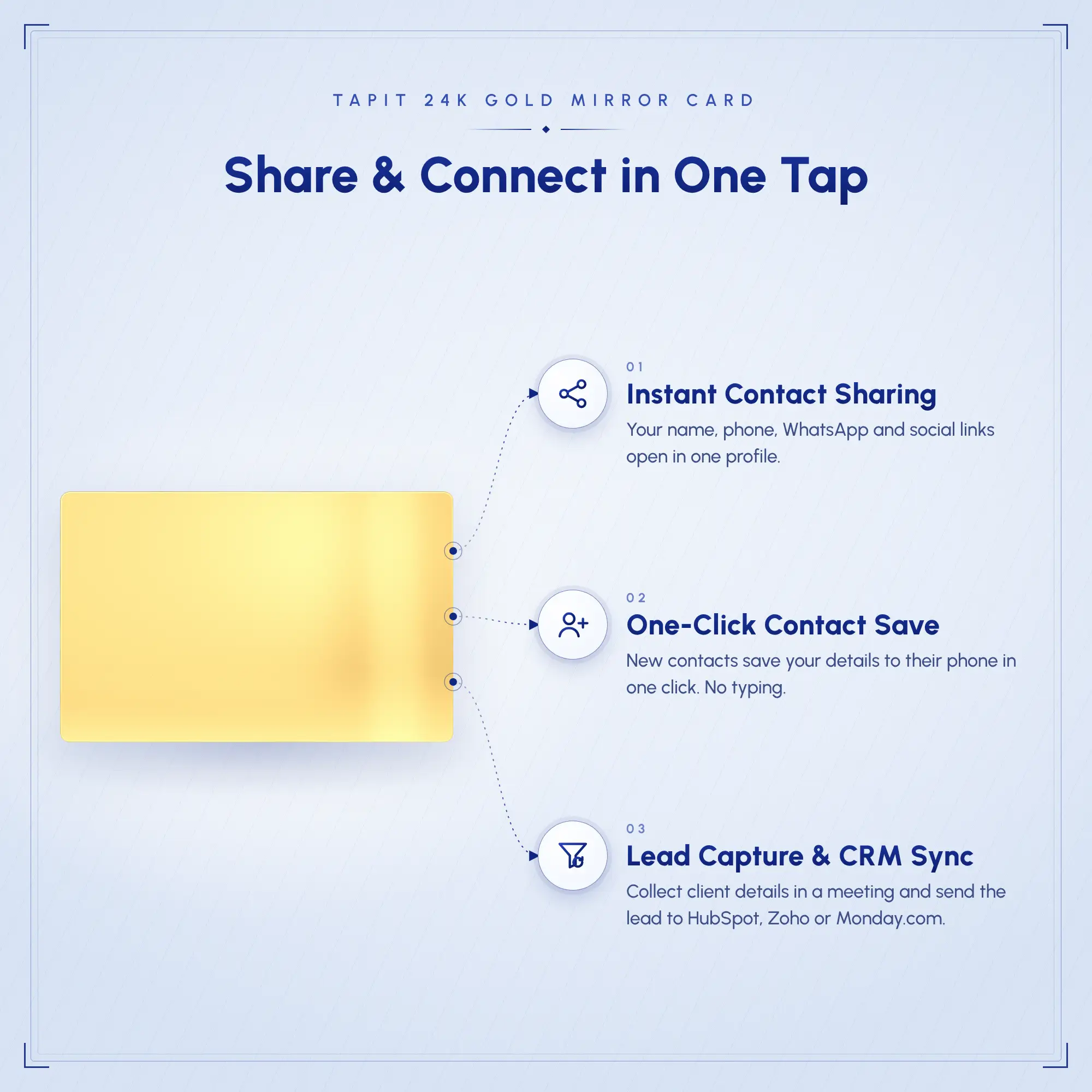 Digital Business Card | NFC Business Card | Dubai | Tapit 24k Gold Platted Mirror Card Second